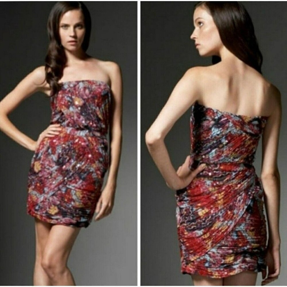 Diane Von Furstenberg Multicolor Strapless Mini Dress
